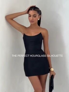 NWT Heiress Beverly Hills black strapless sheen corset mini dress size s